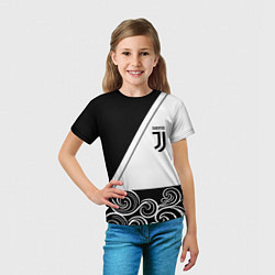 Футболка детская Ювентус геометрия полосы текстура, цвет: 3D-принт — фото 2