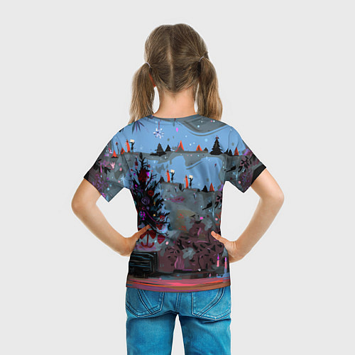 Детская футболка Кошка празднует Новый год / 3D-принт – фото 6