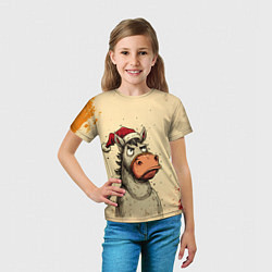 Футболка детская Задумчивая лошадь, цвет: 3D-принт — фото 2