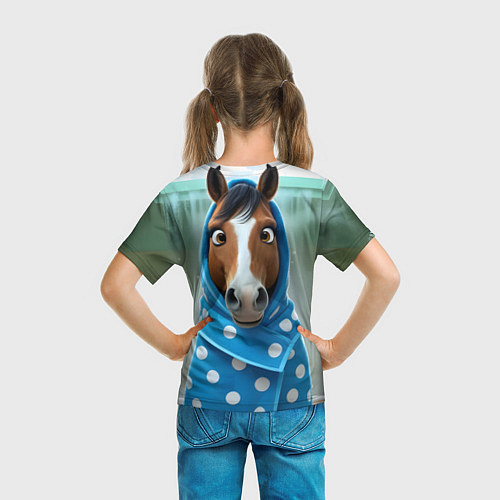 Детская футболка Конь в полотенце / 3D-принт – фото 6