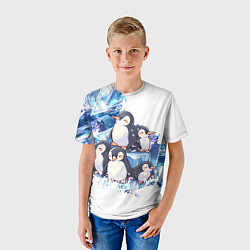 Футболка детская Пингвины и лёд, цвет: 3D-принт — фото 2