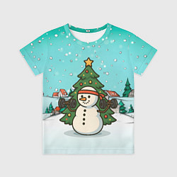 Футболка детская Снеговик - Новогодний Зож, цвет: 3D-принт