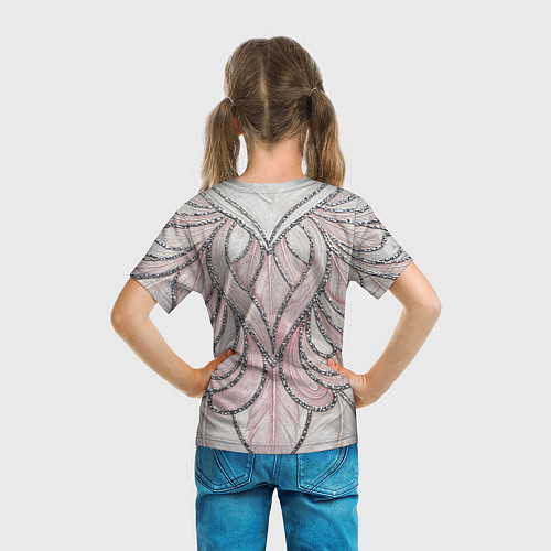 Детская футболка Нежно розовый орнамент из перьев / 3D-принт – фото 6