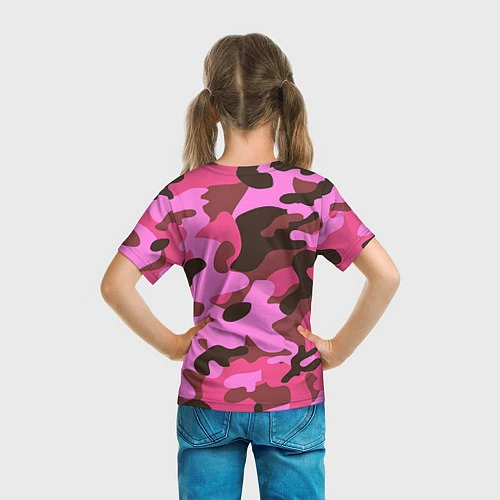 Детская футболка Камуфляж: розовый/коричневый / 3D-принт – фото 6