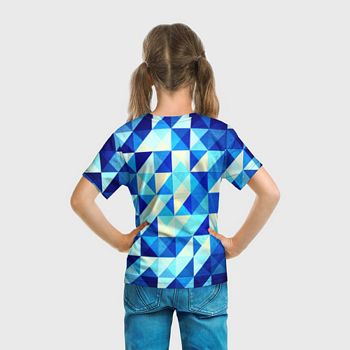 Детская футболка Синяя геометрия / 3D-принт – фото 6