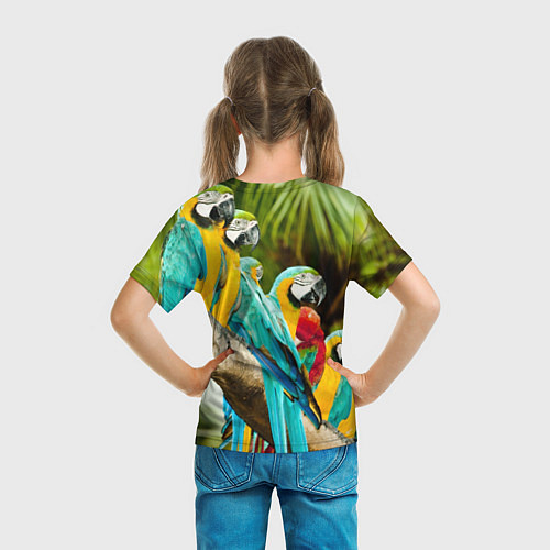 Детская футболка Попугаи на ветке / 3D-принт – фото 6