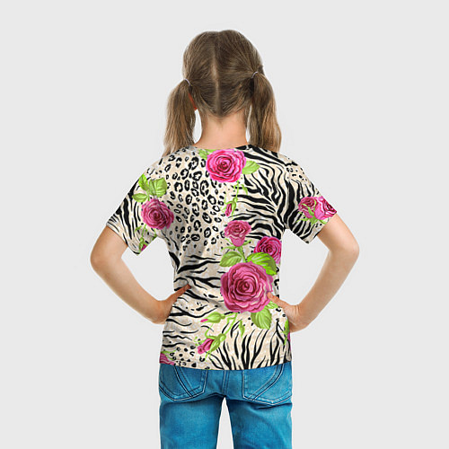 Детская футболка Цветочная шкура зебры / 3D-принт – фото 6