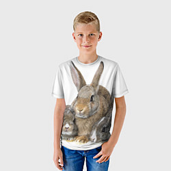 Футболка детская Кролики - семейство, цвет: 3D-принт — фото 2