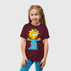 Футболка хлопковая детская Maggie Simpson, цвет: меланж-бордовый — фото 2