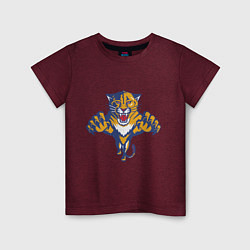 Футболка хлопковая детская Florida Panthers цвета меланж-бордовый — фото 1