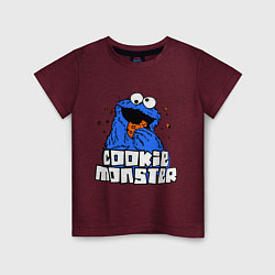 Футболка хлопковая детская Cookie Monster, цвет: меланж-бордовый