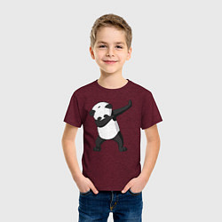 Футболка хлопковая детская Panda dab, цвет: меланж-бордовый — фото 2