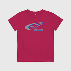 Футболка хлопковая детская Subaru world rally team, цвет: маджента