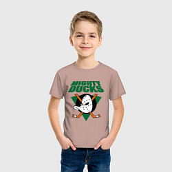Футболка хлопковая детская Anaheim Mighty Ducks, цвет: пыльно-розовый — фото 2