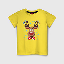 Футболка хлопковая детская Рождественский олень, цвет: желтый