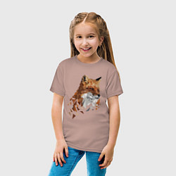 Футболка хлопковая детская Полигональный лис, цвет: пыльно-розовый — фото 2