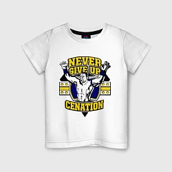 Футболка хлопковая детская Never Give Up: Cenation, цвет: белый