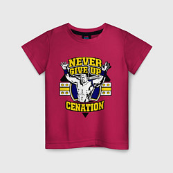 Футболка хлопковая детская Never Give Up: Cenation, цвет: маджента