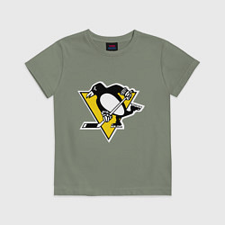 Футболка хлопковая детская Pittsburgh Penguins, цвет: авокадо