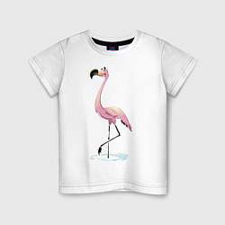 Футболка хлопковая детская Гордый фламинго, цвет: белый