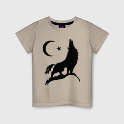 Футболка хлопковая детская Кавказский волк, цвет: миндальный