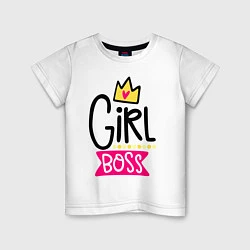 Футболка хлопковая детская Girl Boss, цвет: белый