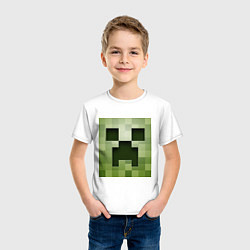 Футболка хлопковая детская Мinecraft creeper, цвет: белый — фото 2