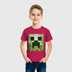 Футболка хлопковая детская Мinecraft creeper, цвет: маджента — фото 2