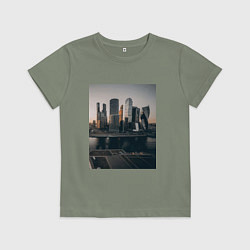 Футболка хлопковая детская Moscow City, цвет: авокадо