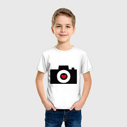 Футболка хлопковая детская Фотоаппарат с сердцем, цвет: белый — фото 2