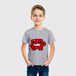 Футболка хлопковая детская Super Meat Boy, цвет: меланж — фото 2