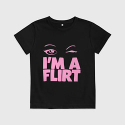 Футболка хлопковая детская Я флиртую, цвет: черный