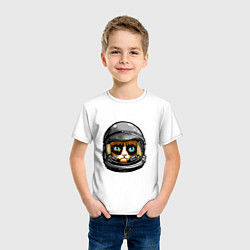 Футболка хлопковая детская Кот космонавт, цвет: белый — фото 2