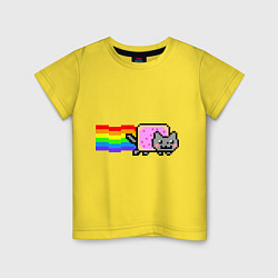 Футболка хлопковая детская Nyan Cat, цвет: желтый