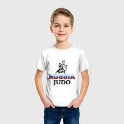 Футболка хлопковая детская Russia judo, цвет: белый — фото 2