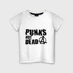 Футболка хлопковая детская Punks not dead, цвет: белый