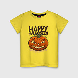 Футболка хлопковая детская Happy halloween, цвет: желтый