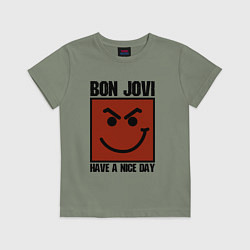 Футболка хлопковая детская Bon Jovi: Have a nice day, цвет: авокадо