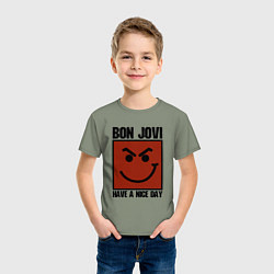 Футболка хлопковая детская Bon Jovi: Have a nice day, цвет: авокадо — фото 2
