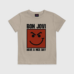 Футболка хлопковая детская Bon Jovi: Have a nice day, цвет: миндальный