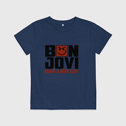 Футболка хлопковая детская Bon Jovi: Nice day, цвет: тёмно-синий