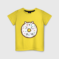 Футболка хлопковая детская Кот пончик, цвет: желтый