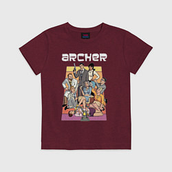 Футболка хлопковая детская Archer, цвет: меланж-бордовый