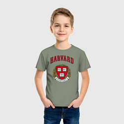 Футболка хлопковая детская Harvard university, цвет: авокадо — фото 2