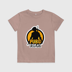 Футболка хлопковая детская PUBG Top 1, цвет: пыльно-розовый