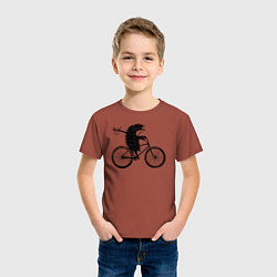 Футболка хлопковая детская Ежик на велосипеде, цвет: кирпичный — фото 2