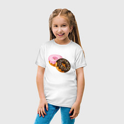 Футболка хлопковая детская Сладкие пончики, цвет: белый — фото 2