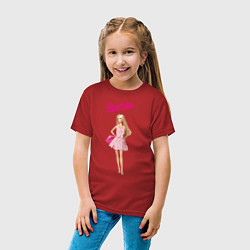 Футболка хлопковая детская Барби на прогулке, цвет: красный — фото 2