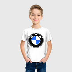 Футболка хлопковая детская Logo BMW, цвет: белый — фото 2