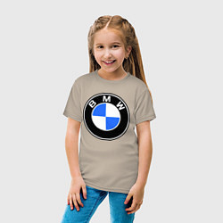 Футболка хлопковая детская Logo BMW, цвет: миндальный — фото 2